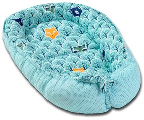 Cosulet bebelus pentru dormit Kidizi Baby Nest Cocoon 90x50 cm Animals Mint