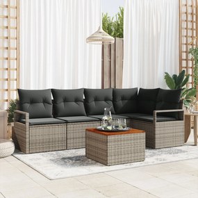 vidaXL Set de canapele pentru grădină cu pernă 6 pcs Gri Rattan poli