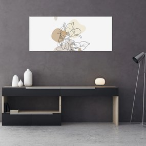 Tablou - Flori bej cu fluture N⁰1 (120x50 cm)