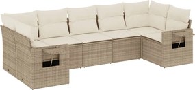 vidaXL Set canapele de grădină, 7 piese, cu perne, bej, poliratan