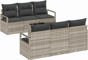 vidaXL Set de canapea 7 pcs Gri deschis poliratan