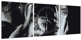 Tablou - Privind în oglindă (cu ceas) (90x30 cm)