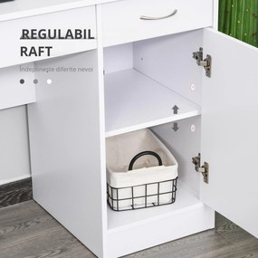 HOMCOM Birou Modern pentru PC si Computer cu 2 Sertare si 1 Dulap pentru Birou sau Camera din Lemn Alb | Aosom Romania
