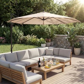 Outsunny Umbrelă cu Braț Lateral 3 m, Umbrelă Banana cu Manivelă, Culoare Bej | Aosom Romania