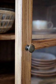 Vitrina din lemn masiv, cu 8 usi si rafturi, finisaj natural, Marseille