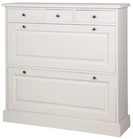 Consola - Pantofar din lemn de pin, alb, cu aspect clasic, Lyon