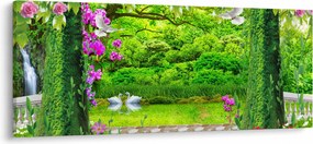 Tablou - Grădina magică cu lebede (120x50 cm)
