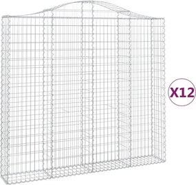 vidaXL Coșuri gabion arcuite 12 buc, 200x30x180/200cm, fier galvanizat