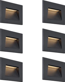 Set de 6 Aplice Moderne Incastrabile Negre 11.5cm Incl. LED IP65 - Trem