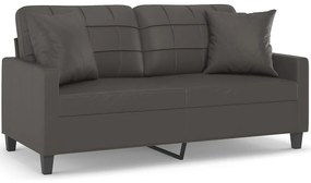 3152958 vidaXL Canapea cu 2 locuri, perne&pernuțe gri 140 cm piele ecologică