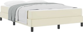 vidaXL Cadru de pat cu saltea Crem 140 x 190 cm țesătură
