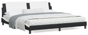 3208210 vidaXL Cadru de pat cu tăblie negru și alb 200x200cm piele artificială