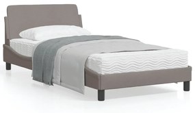 373129 vidaXL Cadru de pat cu tăblie, gri taupe, 100x200 cm, textil