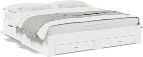 vidaXL Cadru de pat cu sertare, alb, 180x200 cm, lemn prelucrat