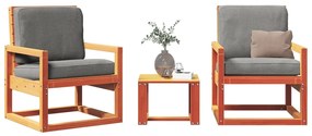 vidaXL Set mobilier grădină, 3 piese, maro ceruit, lemn masiv pin
