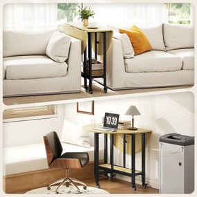 HOMCOM Masă de dining pliabilă pe roți, masă de bucătărie pentru 4 persoane cu poliță integrată, 100 x 100 x 75 cm, stejar | Aosom Romania