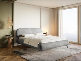 Pat matrimonial 140 cm Octave 140B (cu somieră) (gri + negru). 1099962