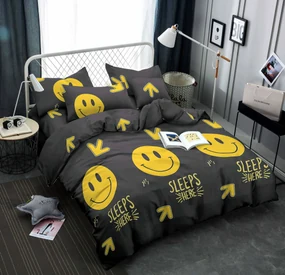 Lenjerie de pat din microfibra neagra, SLEEPS HERE Dimensiune lenjerie de pat: 70 x 90 cm | 140 x 200 cm