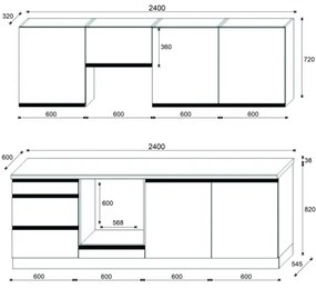 Bucătărie MARINA 240 cm, stejar craft