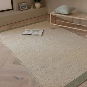 Covor crem-verde salvie țesut manual din lână 160x230 cm Lima Sage – Asiatic Carpets