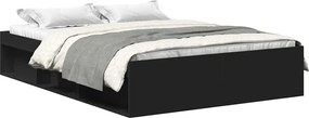 vidaXL Cadru de pat dublu, negru, 135x190 cm