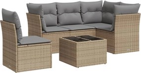 vidaXL Set canapele de grădină cu perne, 6 piese, bej, poliratan