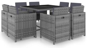 vidaXL Set mobilier de exterior cu perne, 9 piese, antracit, poliratan