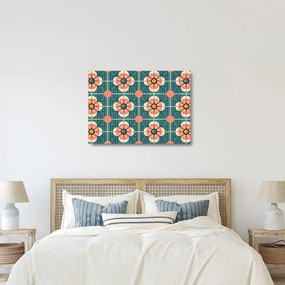 Tablou pe sticlă - Model retro cu flori (70x50 cm)
