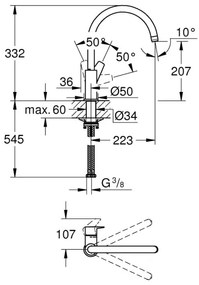 GROHE 30529001 - Baterie pentru chiuvetă START EDGE, crom lucios