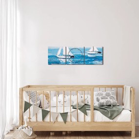 Tablou - Pictură yacht pe mare (cu ceas) (90x30 cm)