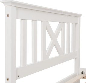 Pat Single cu design minimalist, fără Saltea, 90x200 cm, Alb