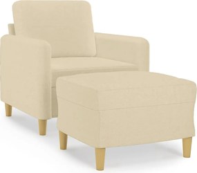 vidaXL Fotoliu canapea cu taburet, crem, 60 cm, material textil
