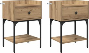 vidaXL Noptieră 2 pcs Stejar Artizanal 40 x 29 x 60 cm Lemn compozit