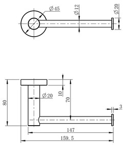 Suport hârtie igienică Sapho XR723B X-Round, fărăcapac, negru