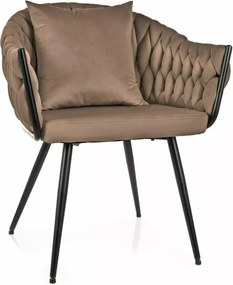 Scaun NUVO, bej inchis - Bluvel 40, stofa catifelata/metal, 62x47x86 c