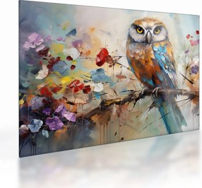 Tablou pe sticlă - Bufniță pictată (70x50 cm)