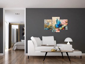 Tablou - Pictura de flori și fluturi (90x60 cm)