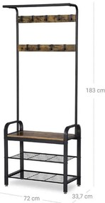 Panou metalic pentru hol PURE 183 cm, negru/maro rustic
