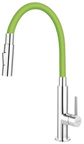 Baterie chiuveta bucatarie cu pipa flexibila verde mat Ferro Zumba Slim 2F Verde mat/Crom lucios