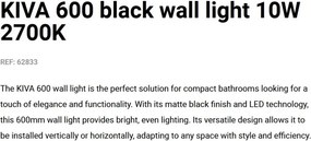 Aplica LED pentru baie IP44 KIVA 600 negru 10W 2700K