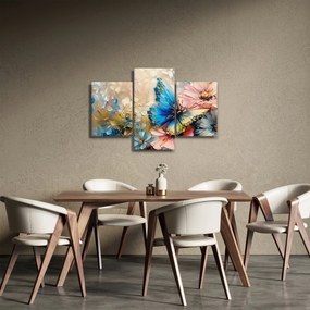 Tablou - Pictura de flori și fluturi (90x60 cm)