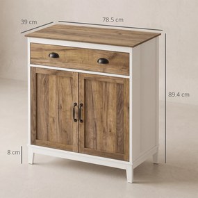 HOMCOM Dulap Multifuncțional Rustic din PAL cu Sertar și Spațiu de Depozitare, 78.5x39x89.4cm, Design Clasic, Alb | Aosom Romania