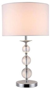 Veioza Crystal, 25x25x50 cm, e27, 60 w, metal/textil, argintiu/alb