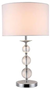 Veioza Crystal, 25x25x50 cm, e27, 60 w, metal/textil, argintiu/alb