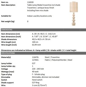 Veioza inalta design LUX Mabel, travertin