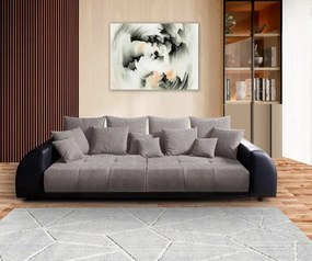 Canapea extensibilă dumonde cu 2 lăzi de depozitare si sezut confortabil din spuma high-density, Verona Magma Black 310x100 cm cu taburet inclus