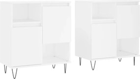 vidaXL Servante, 2 piese, alb, lemn prelucrat