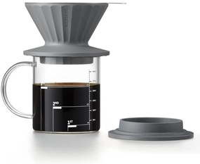 Cana cu filtru de cafea Buydeem CD1024-IG, 300 ml, Sticla borosilicata, Otel inoxidabil, Gri