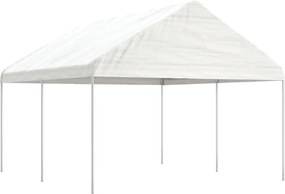vidaXL Foișor cu acoperiș, alb, 4,46x4,08x3,22 m, polietilenă