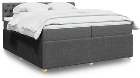 vidaXL Pat box spring cu saltea, gri închis, 200x200 cm, textil